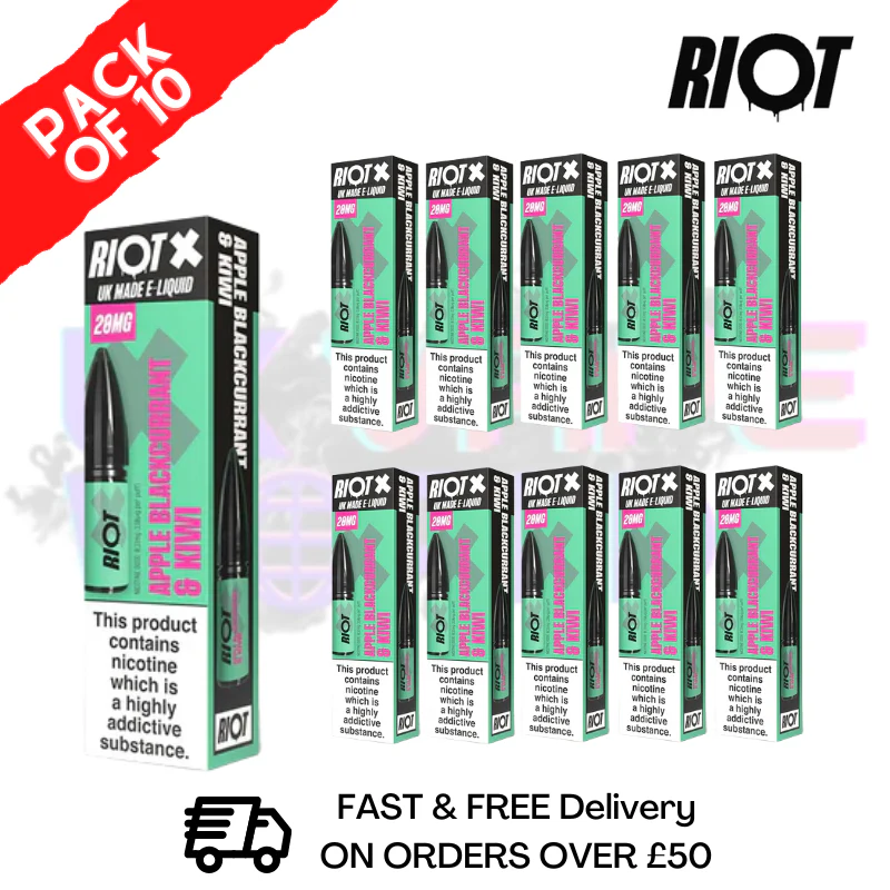 Apple Blackcurrant Kiwi Riot X Nic Salt Box Of 10