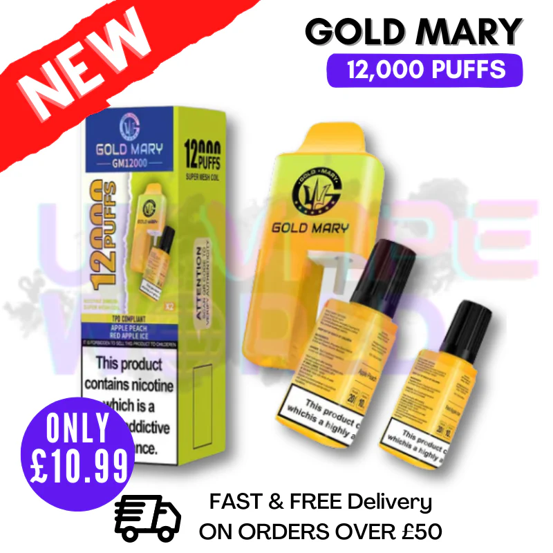 Apple Peach Gold Mary 12000 Puff 12K Bar Disposable Kit