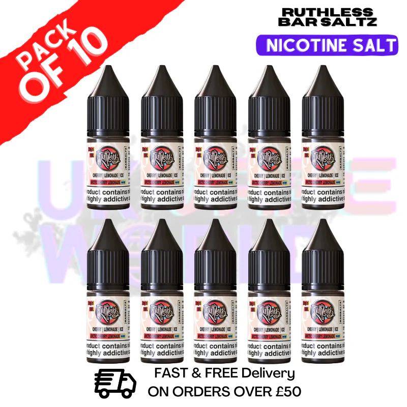 Arctic Cherry Lemonade On Ice Ruthless Nic Salt Eliquid Box Of 10