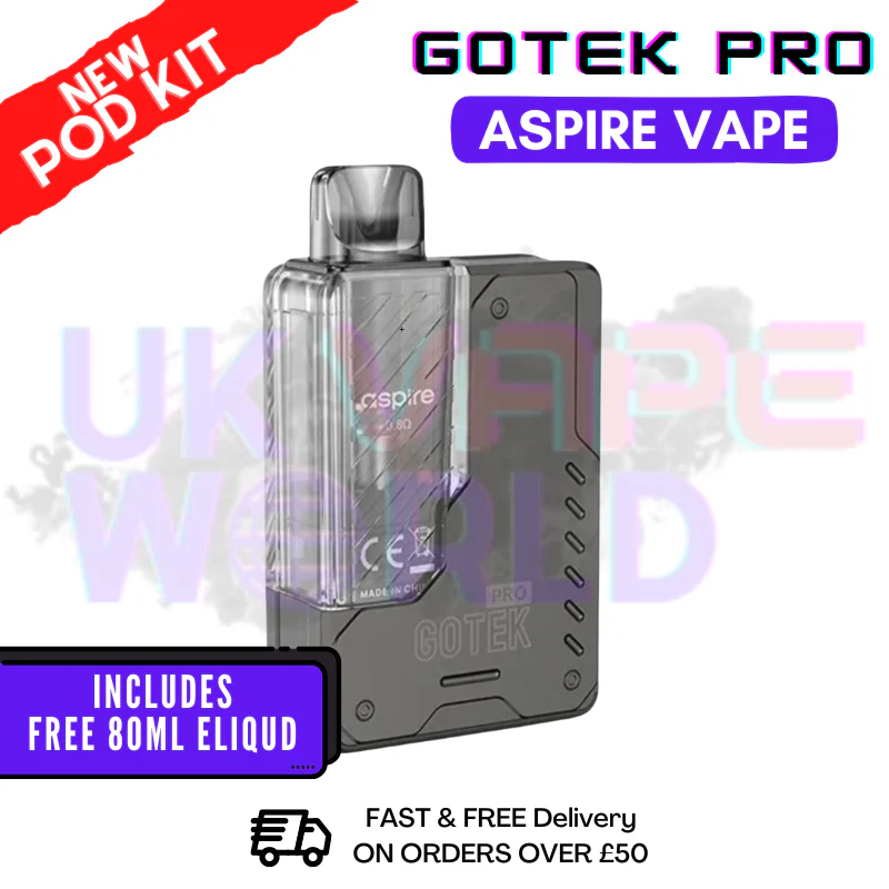 Gunmetal Aspire Gotek Pro Vape Kit | £17.99 | FREE 80ML Eliquid