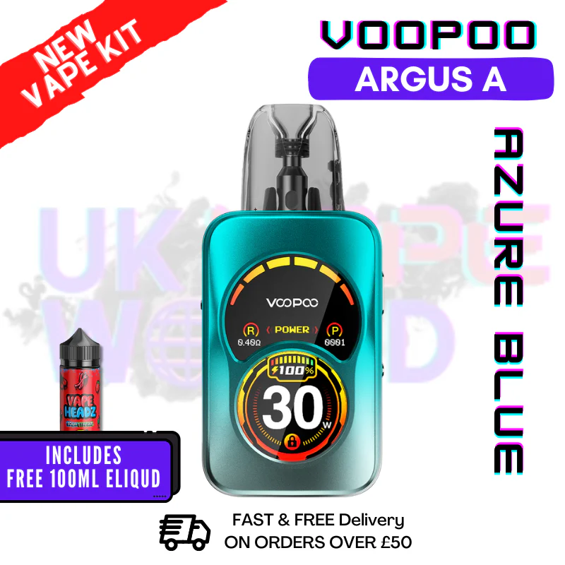 Azure Blue Voopoo Argus A Pod Vape Kit + FREE E LIQUID