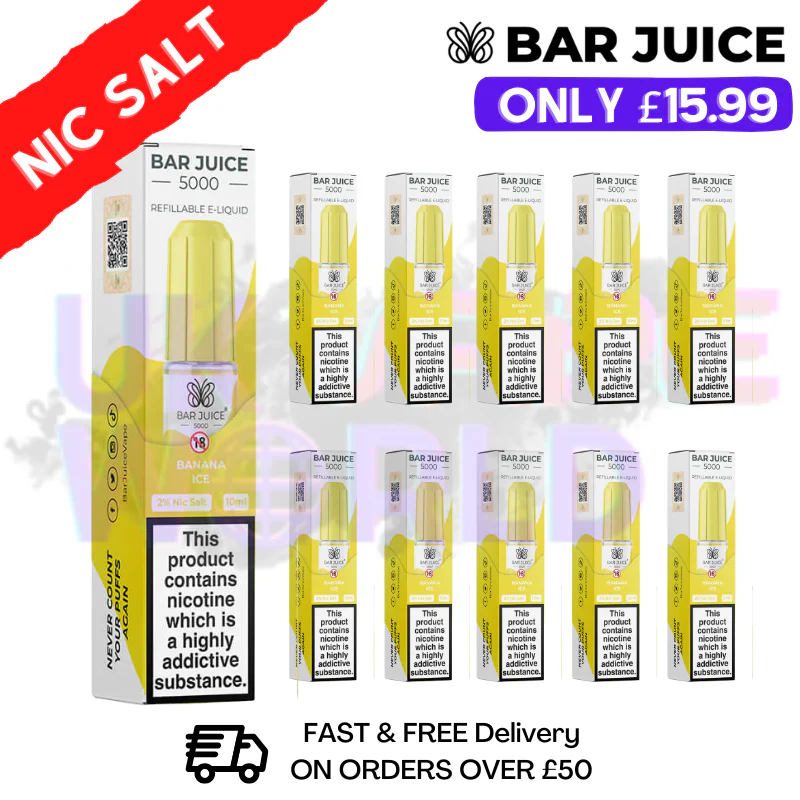 Banana Ice Bar Juice 5000 Nic Salt Pack / Box of 10 - £13.99