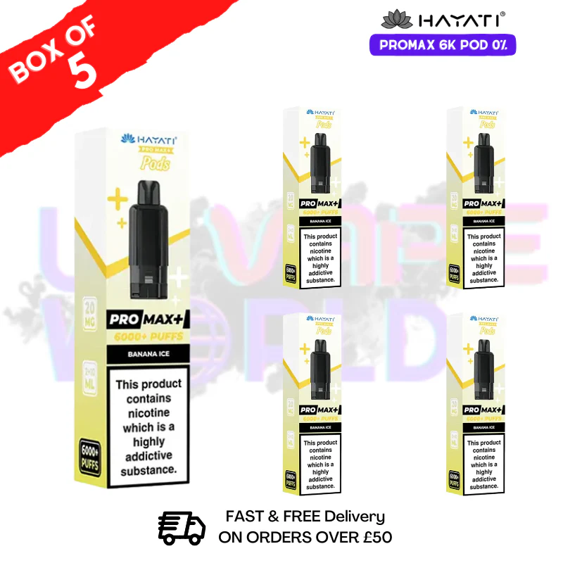 Banana Ice Hayati Pro Max 6000 ZERO NICOTINE Box of 5