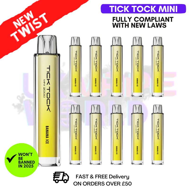 Banana Ice Tick Tock Mini 2000 Box Of 10