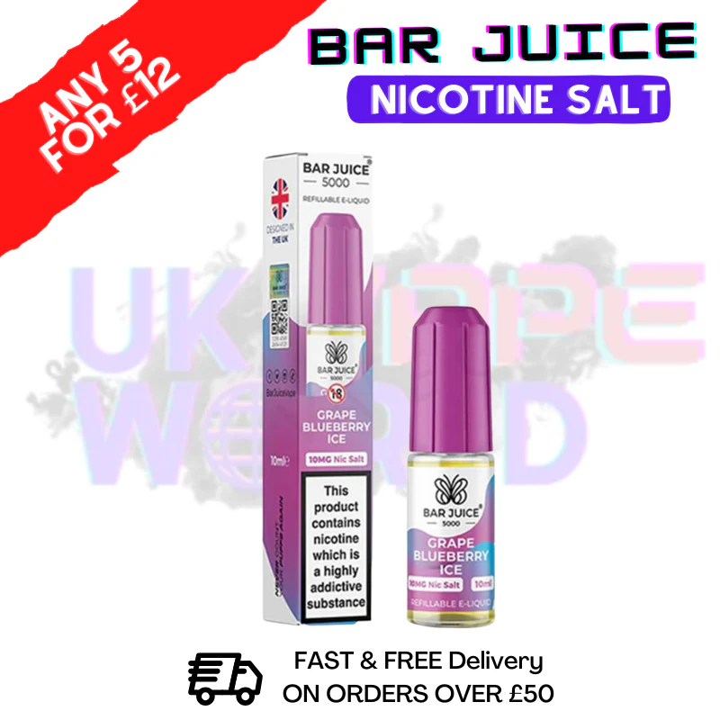 Bar Juice 5000 Nicsalt E-Juice Grape Blueberry ICE Flavour