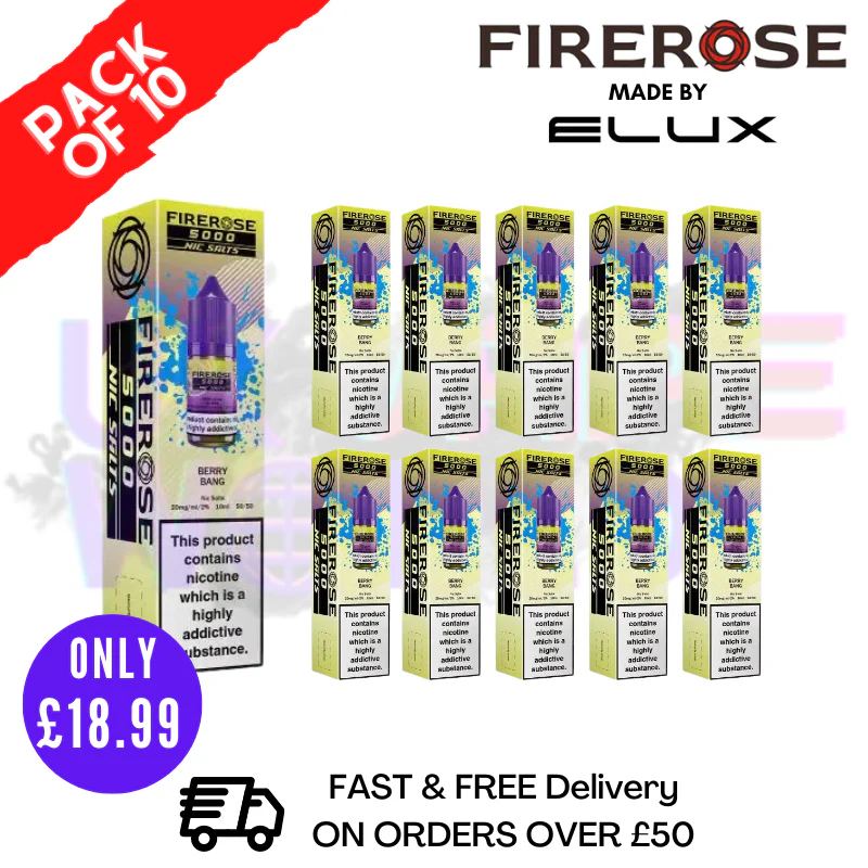 Berry Bang Firerose 5000 Nic Salt Box Of 10