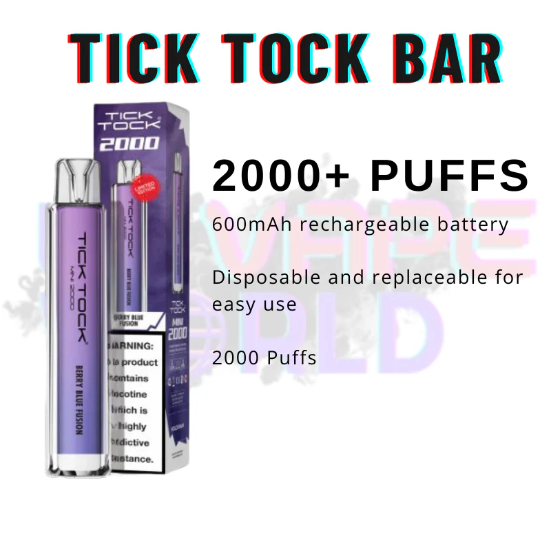 Berry Blue Fusion Tick Tock Mini 2000 Puff Kit - Image 2