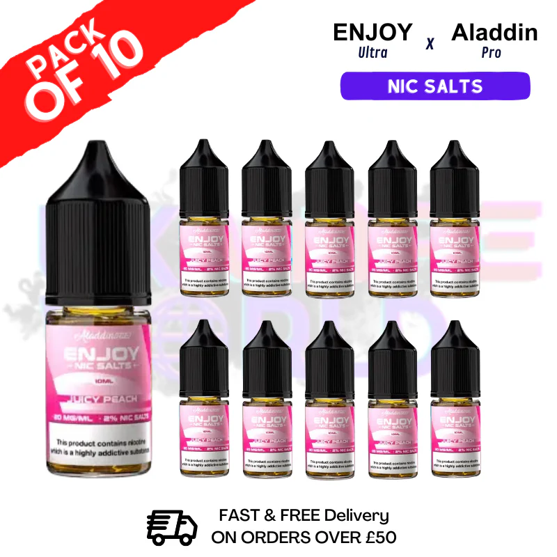 Juicy Peach Enjoy Ultra X ALADDIN Nic Salt Box Of 10