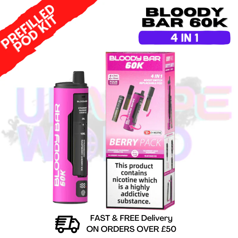 Berry Pack Bloody Bar 60k Prefilled 4 In 1 Pod Vape Kit