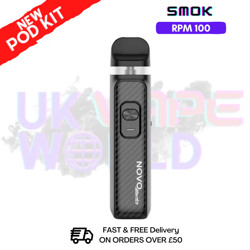 Black Carbon Fiber Smok Novo Master 30K Pod Kit + Free Nic Salt (PRICE £12.99)