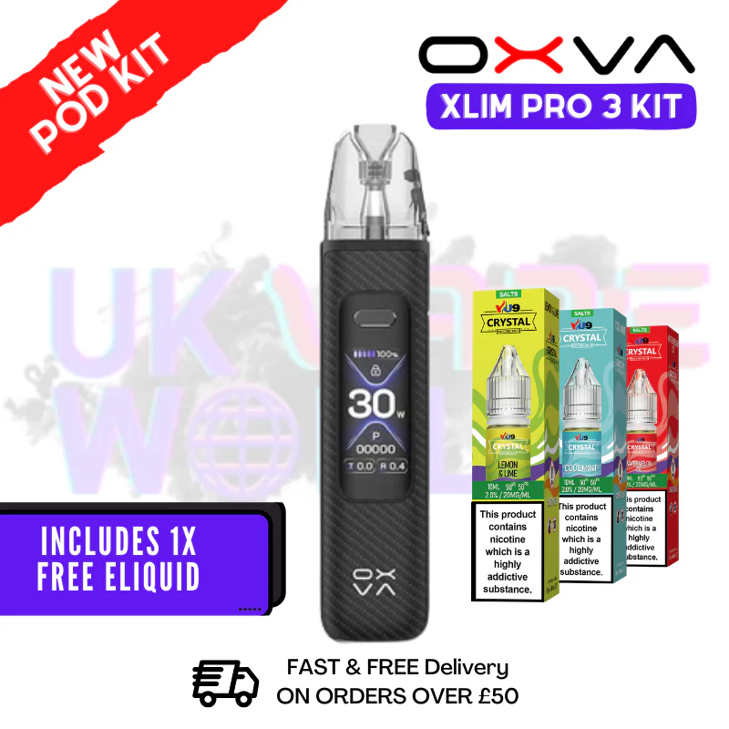 Black Carbon Oxva Xlim Pro 3 Pod Kit + Free Nic Salt