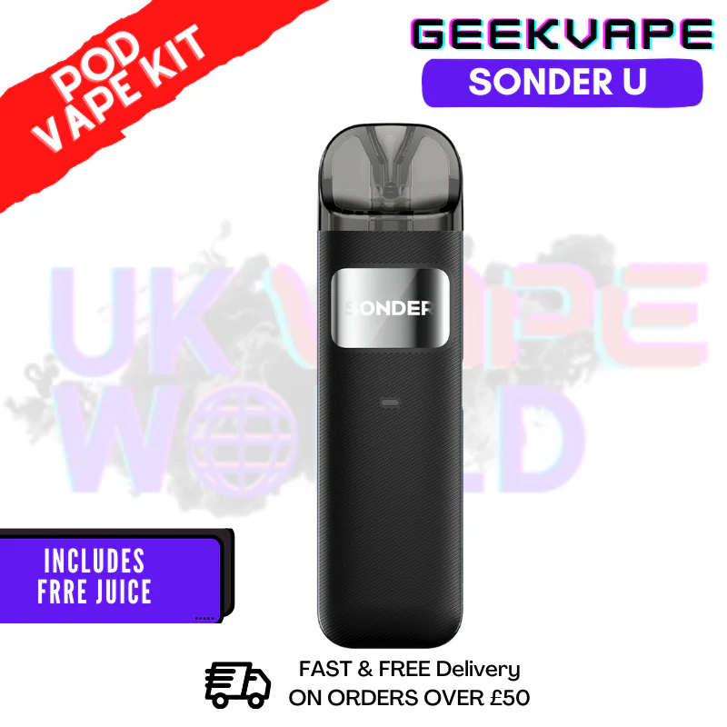 Black GeekVape Sonder U Pod Kit + 2x FREE SALTS