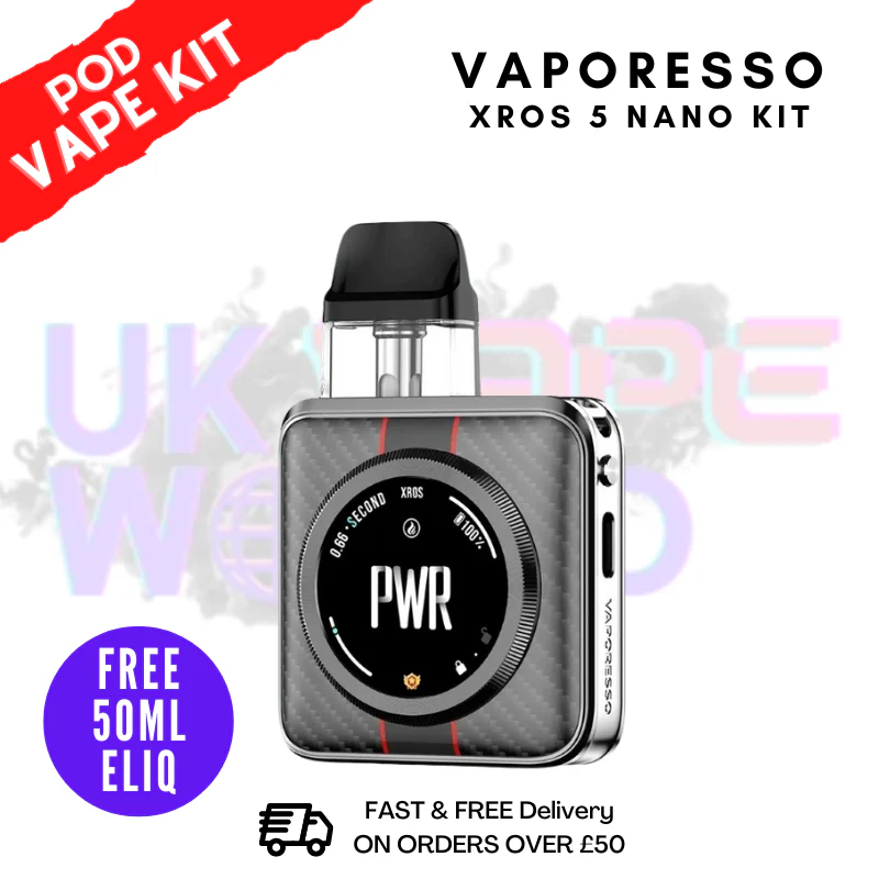 Black Satin Vaporesso Xros 5 NANO Pod Kit + 50mL Eliquid