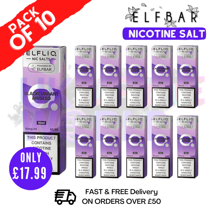 Blackcurrant Aniseed ElfLiq Nic Salt BOX OF 10 - ONLY £17.99