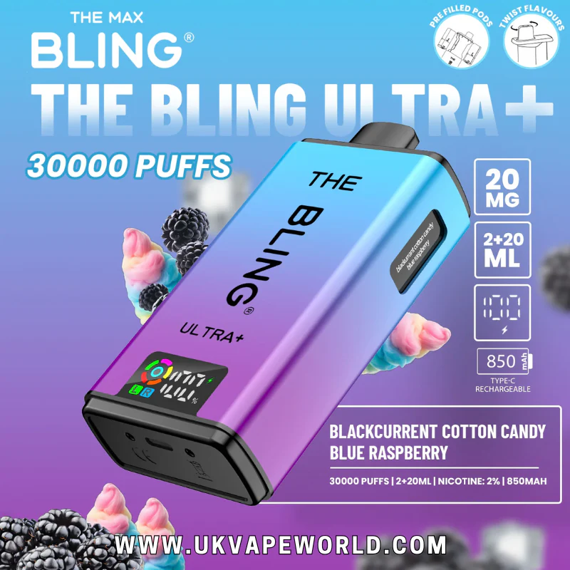 Blackcurrant Cotton Candy Bling 30k Ultra Plus Prefilled Pod Kit