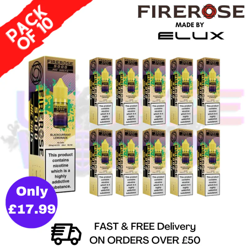 Blackcurrant Lemonade Firerose 5000 Nic Salt Box Of 10