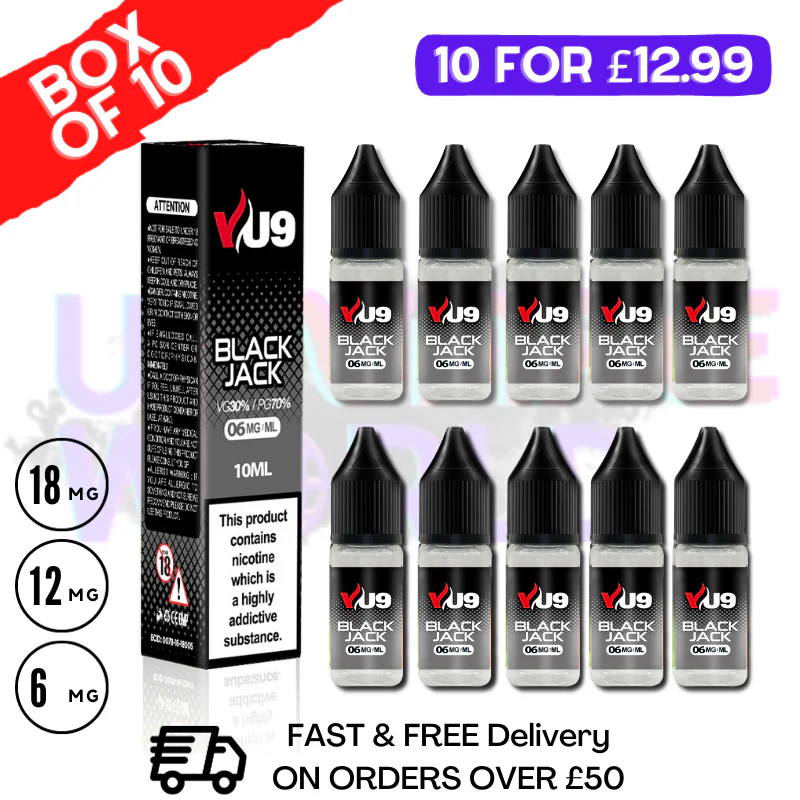 BlackJack VU9 E-Liquid Juice 10ml Nic Eliquid - 10 x 10ML BUNDLE