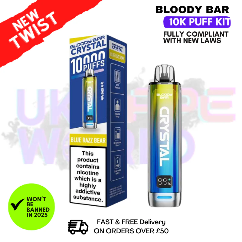 Bloody Bar Crystal Blue Razz Bear 10K Puff Pod Kit