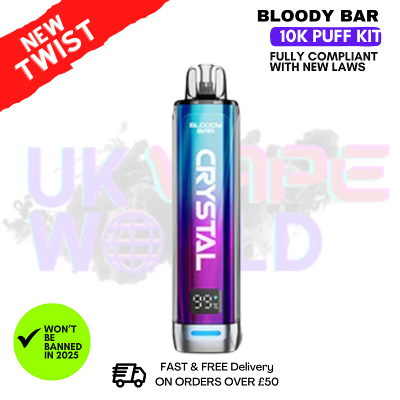 Bloody Bar Crystal Blue Razz Cherry 10K Puff Pod Kit
