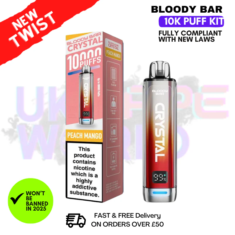 Bloody Bar Crystal Peach Mango 10K Puff Pod Kit