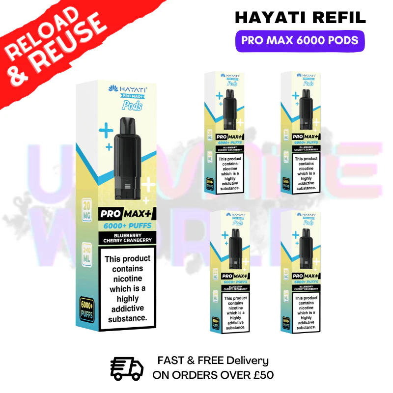 Blue Cherry Cranberry Hayati ProMax 6K Replacement Pods Box Of 5