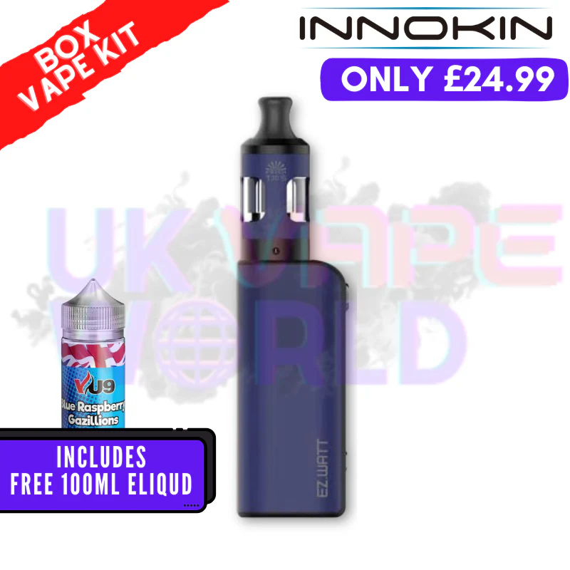 Blue Innokin Ez Watt Starter Kit + Free 100ML Liquid