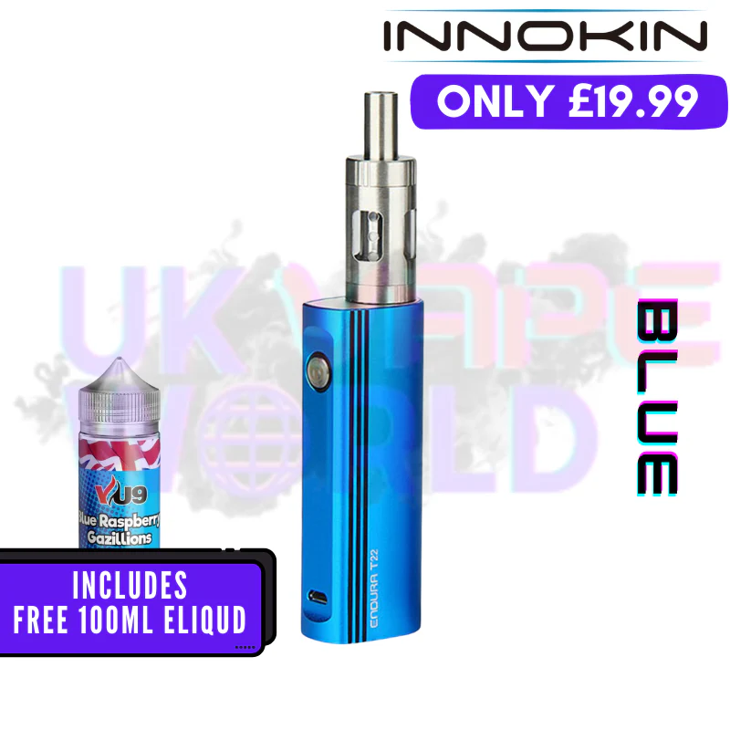 Blue Innokin Endura T22E Vape Kit + Free 100ML Liquid - ONLY £19.99