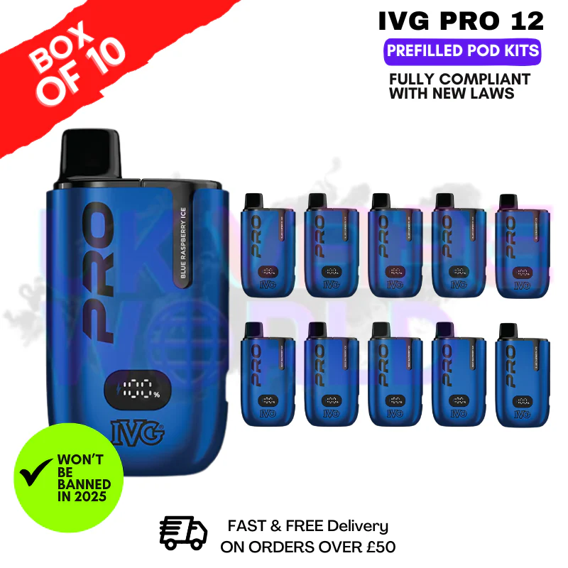 Blue Raspberry ICE IVG Pro 12 Box Of 10 Vape Kits
