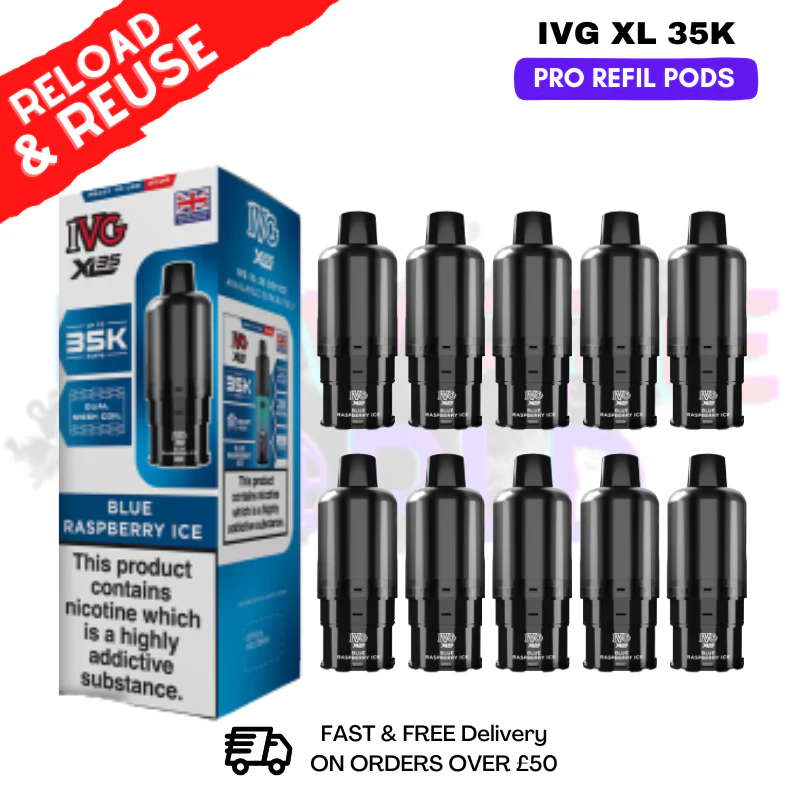 Blue Rasp ICE IVG XL 35K Replacement Pods Box Of 10