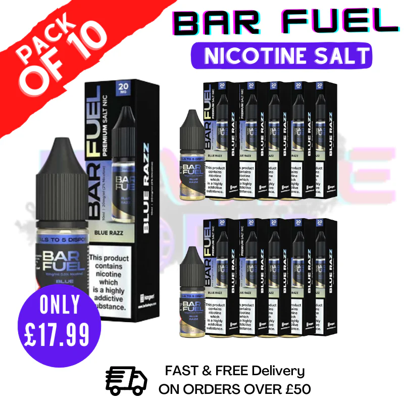 Blue Razz Bar Fuel Nic Salt Box Of 10 - ONLY £1.79 Each