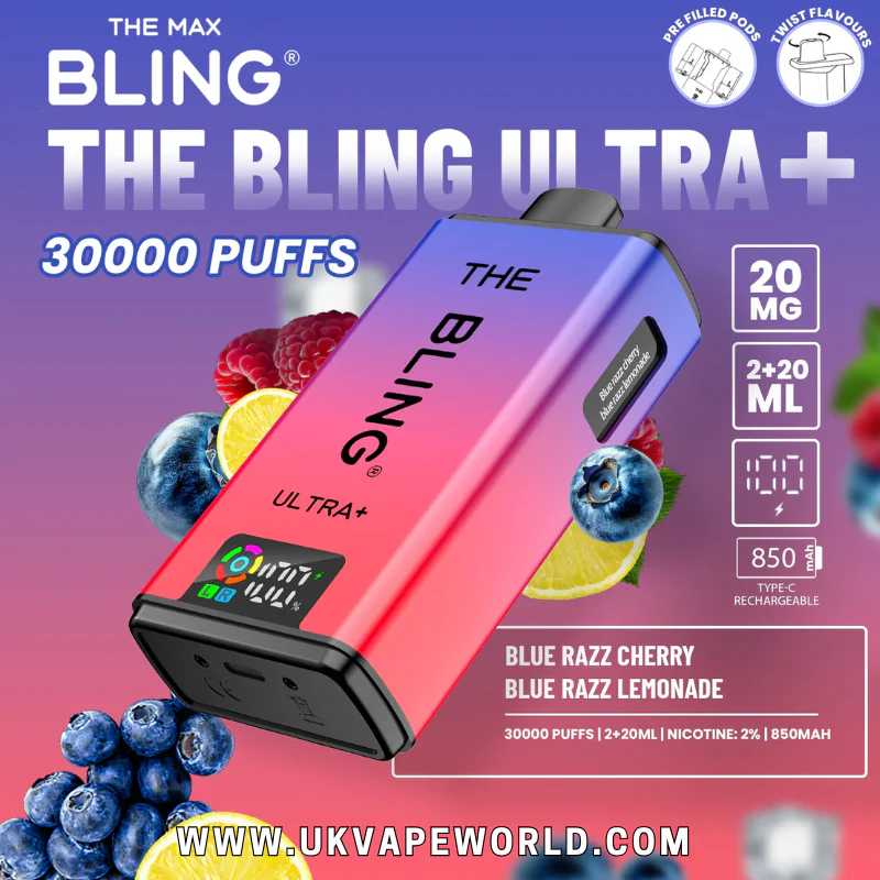 Blue Razz Cherry Bling 30k Ultra Plus Prefilled Pod Kit
