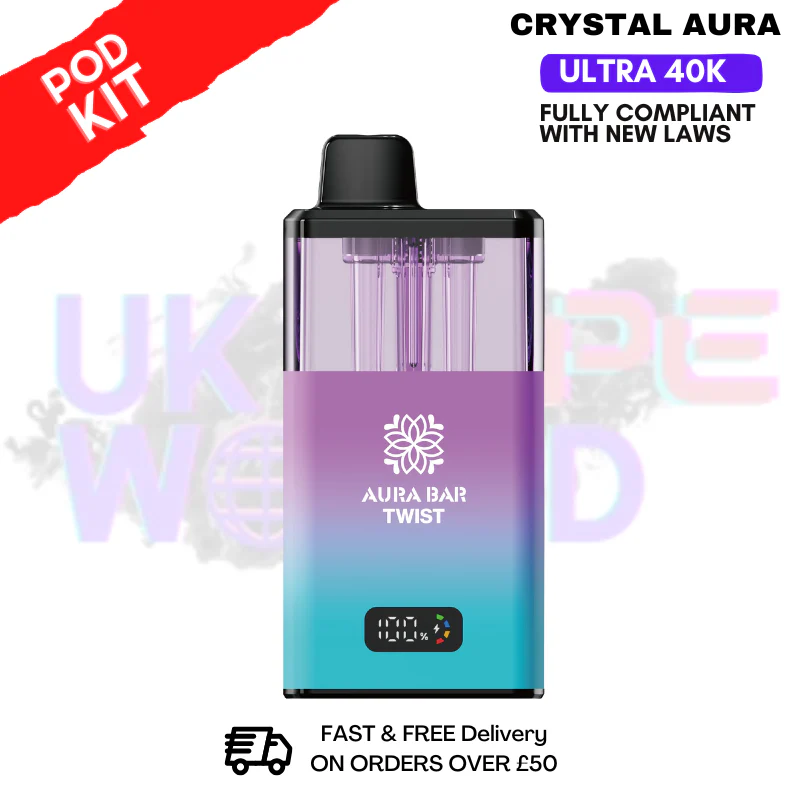 Blue Razz Cherry Crystal AURA 40K Puff Pod Kit