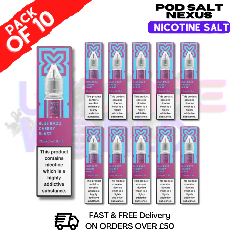 Blue Razz Cherry Pod Salt Nexus Nic Salt Box Of 10