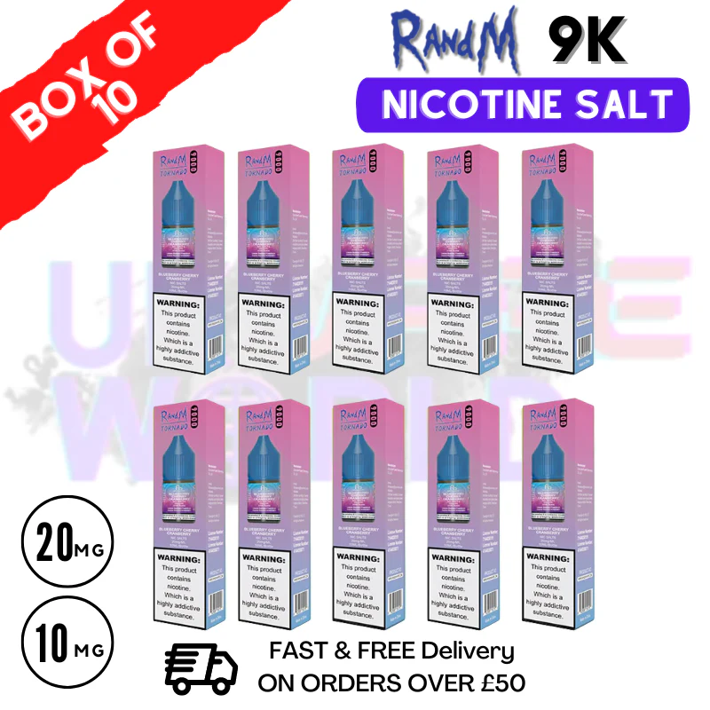 Blue Razz Cherry RandM 9000 Tornado Nic Salt Pack / Box of 10 - £16.99