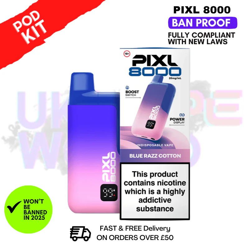 Blue Razz Cotton Pixl 8000 Puff Pod Kit