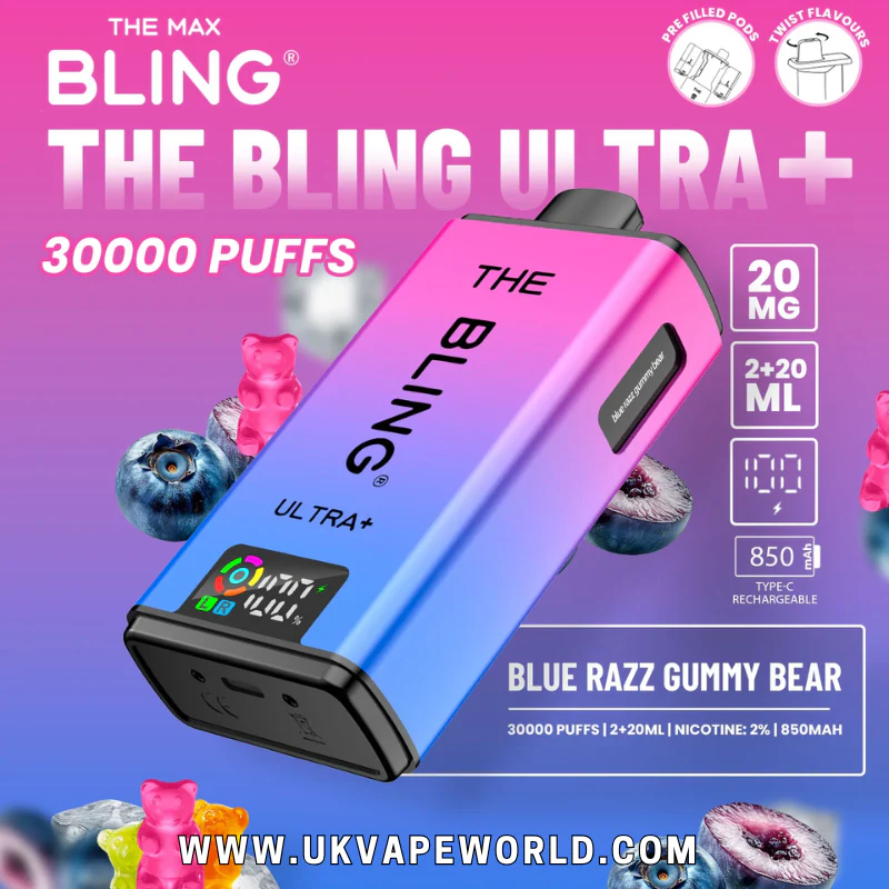 Blue Razz Gummy Bear Bling 30k Ultra Plus Prefilled Pod Kit
