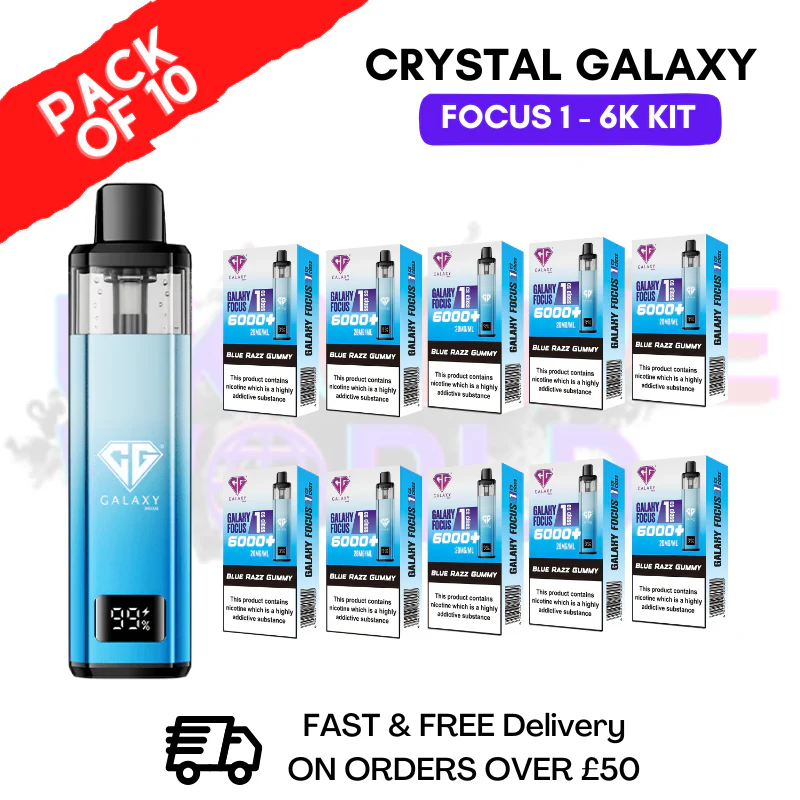 Blue Razz Gummy Crystal Galaxy Focus 6K Kits Box Of 10