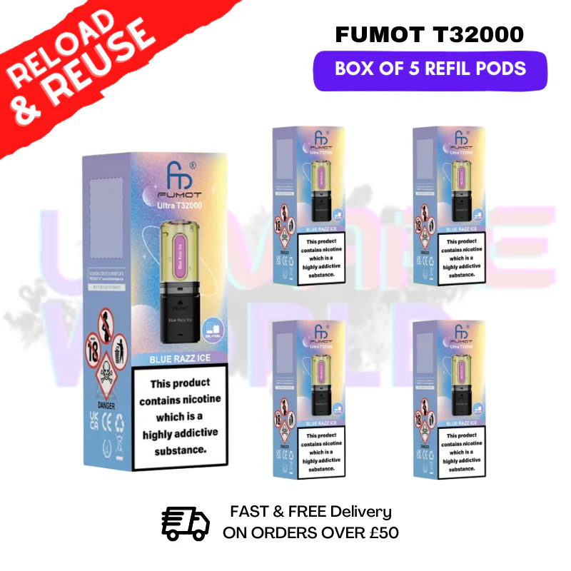Blue Razz ICE Fumot T32000 REPLACEMENT PODS - BOX OF 5