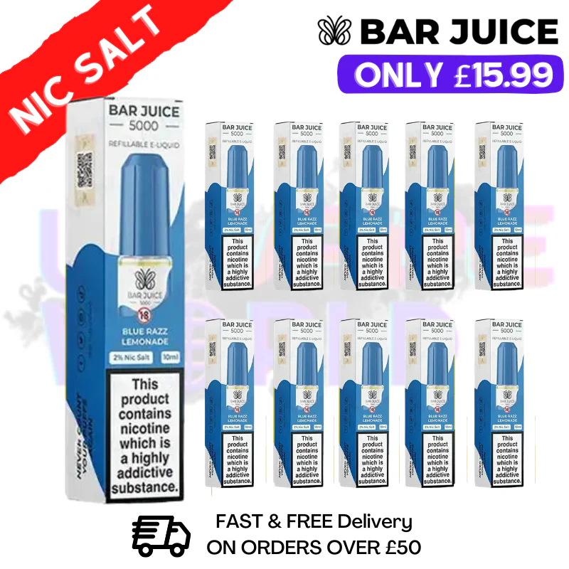 Blue Razz Lemonade Bar Juice 5000 Nic Salt BOX OF 10 - £13.99