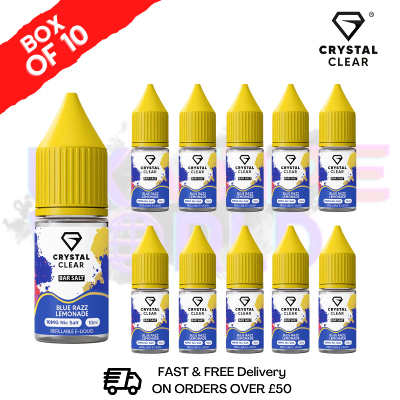 Blue Razz Lemonade Crystal Clear Nic Salt Box Of 10 - Only £17.99