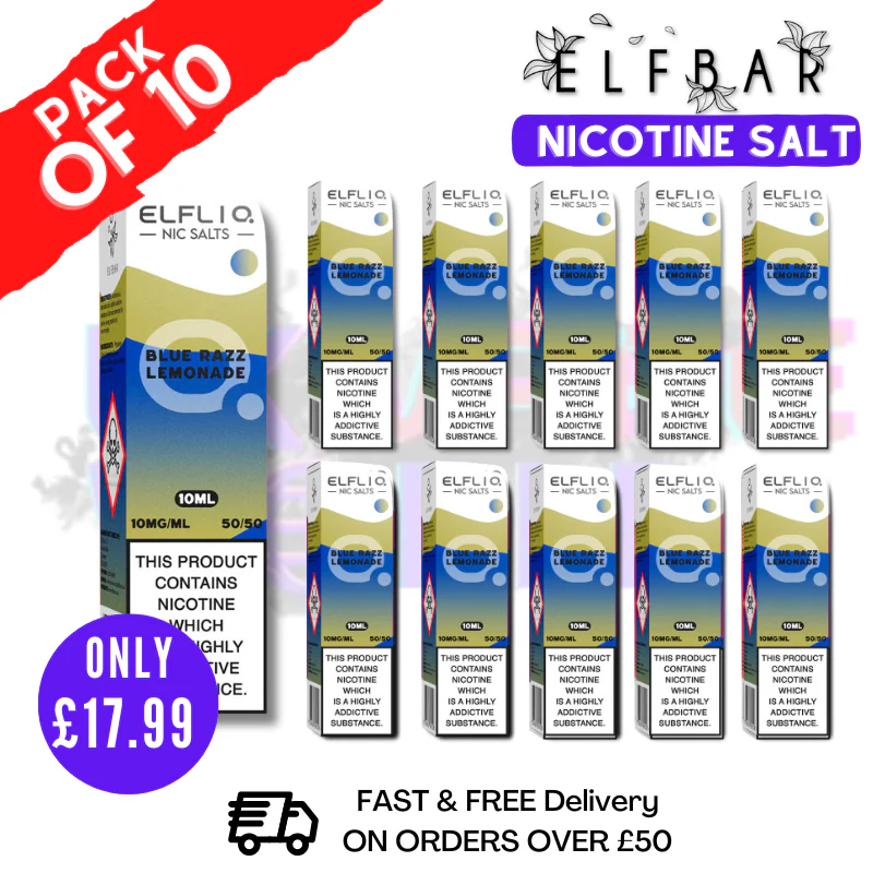 Blue Razz Lemonade ElfLiq Nic Salt BOX OF 10 - ONLY £17.99