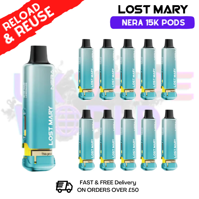 Blue Razz Lemonade Lost Mary Nera15K REFIL Box OF 10