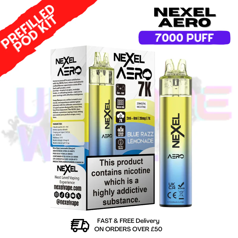 Blue Razz Lemonade Nexel 7000 Puff Pod Kit
