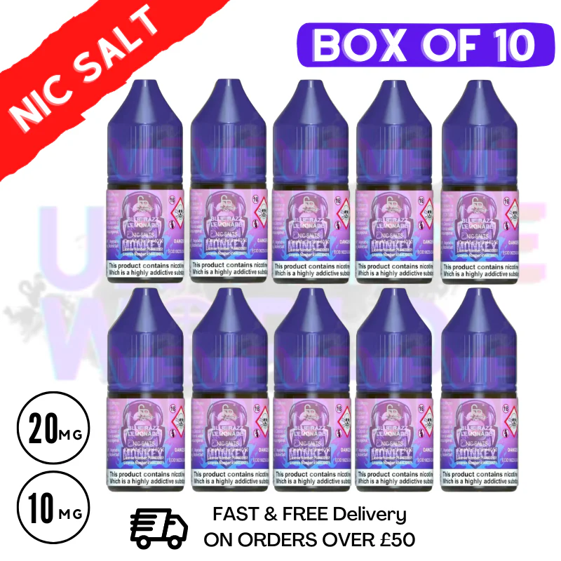 Blue Razz Lemonade RandM Tornado 7000 Nic Salt BOX OF 10