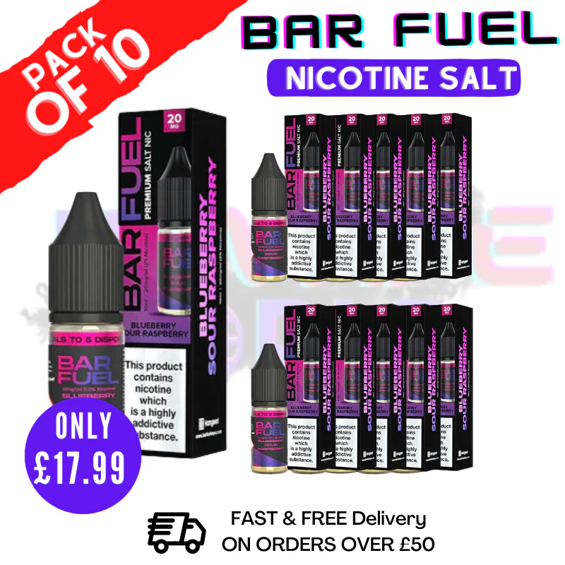 Blue Sour Raspberry Bar Fuel Nic Salt Box Of 10 - ONLY £1.79 Each