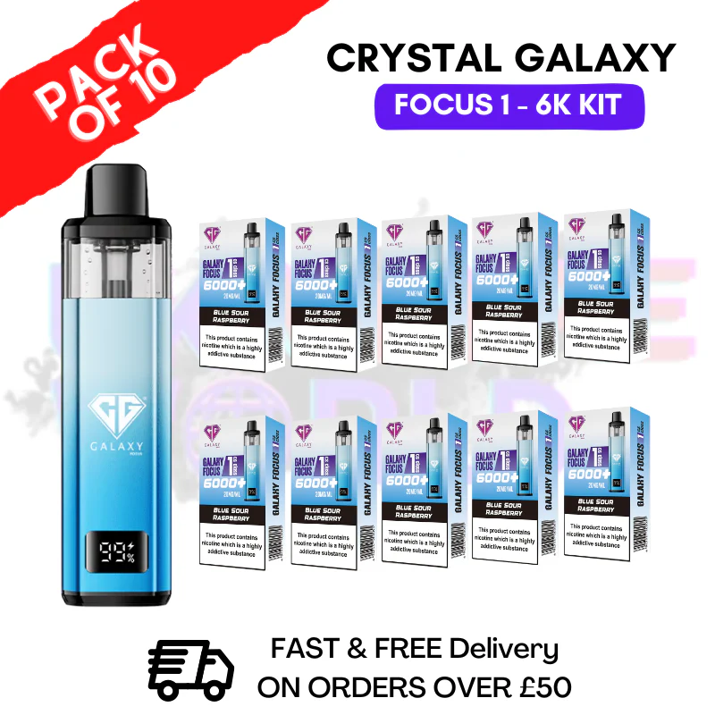 Blue Sour Raspberry Crystal Galaxy Focus 6K Kits Box Of 10
