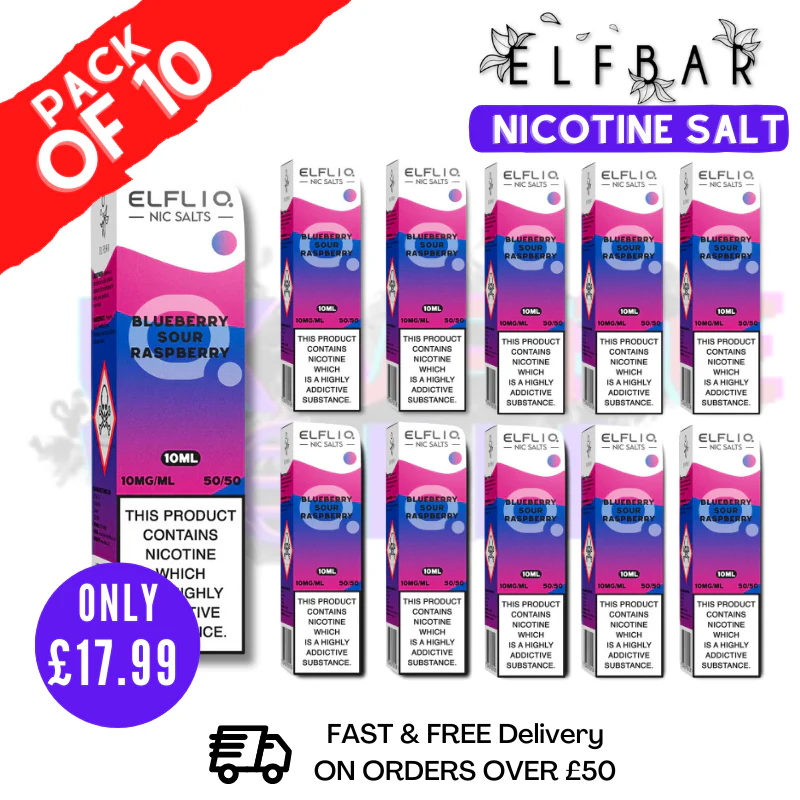 Blue Sour Raspberry ElfLiq Nic Salt BOX OF 10 - ONLY £17.99