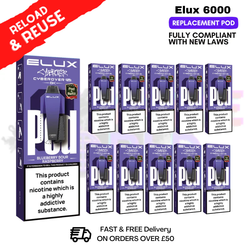 Blue Sour Raspberry Elux 6K Replacement Pods Box Of 10