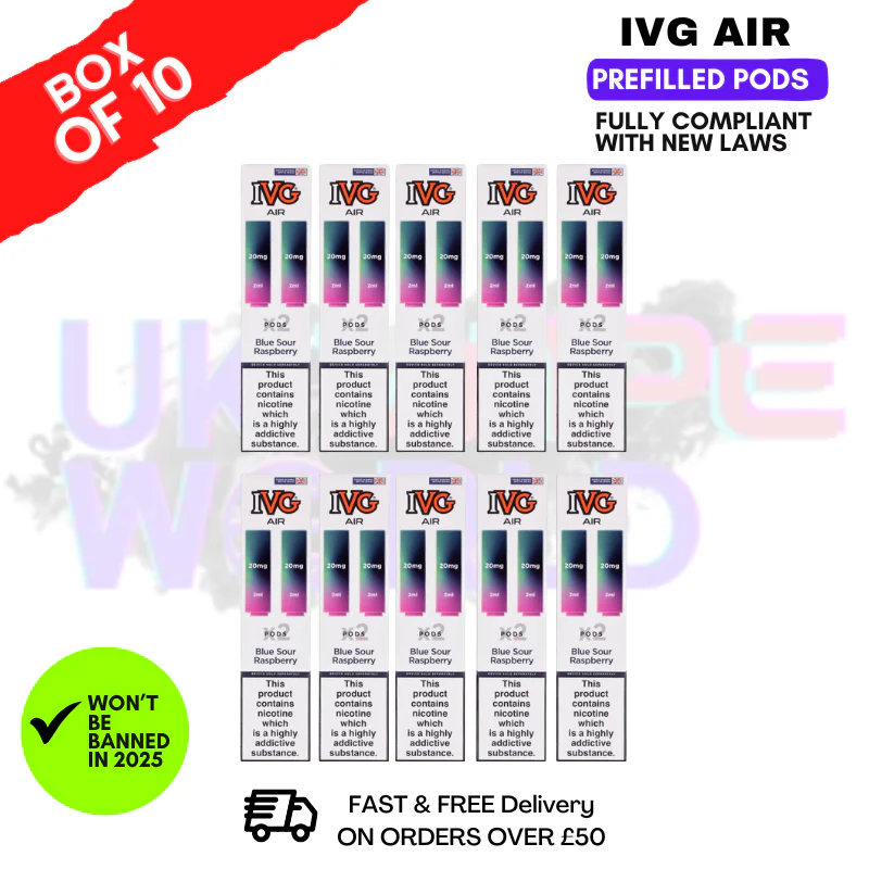 Blue Sour Raspberry IVG AIR Prefilled Pod Box Of 10