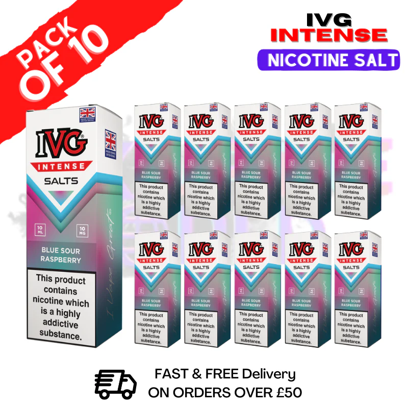 Blue Sour Raspberry IVG Intense Nic Salt Box Of 10